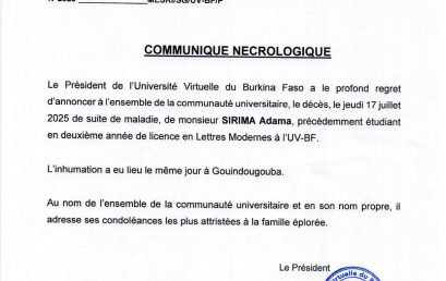 COMMUNIQUE NECROLOGIQUE
