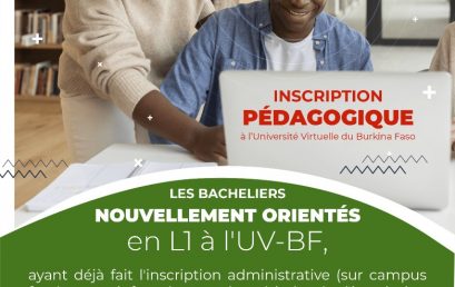 Inscription pédagogique des étudiants en première année de licence (L1) à l’Université Virtuelle du Burkina Faso au titre de l’année académique 2022 – 2023.