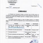 Communiqué  portant organisation des élections des délégués généraux et délégués généraux adjoints des différentes filières N°2025-101/MESRI/SG/UV-BF/P du 14 février 2025